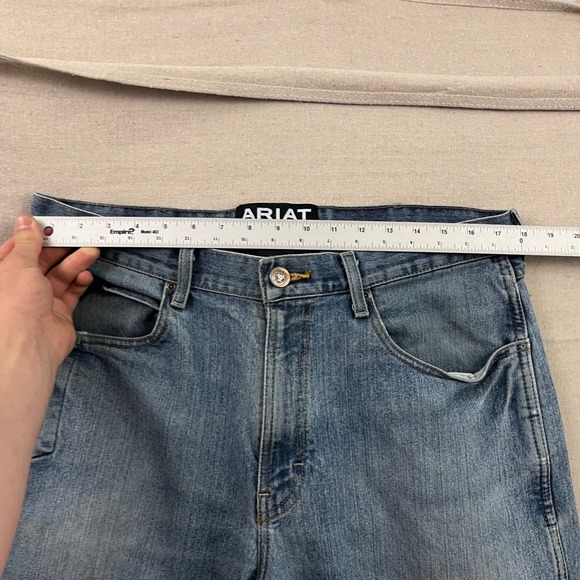 Ariat Rebar M4 Jeans Mens 36x36 Blue Medium Wash Low Rise Bootcut Stretch - Picture 5 of 7